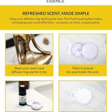 Essence Pearl Travel Case - Wearable Aromatherapy Kit with Nasal Diffuser Rings, Soaking Bay, and 5mL Essential Oil – Portable Wellness Gift Set for On?The?Go Self Care