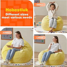 Hobestluk 4.5FT Bean Bag Chair Giant Bean Bag Chair with Filler Included Adult Bean Bag Chairs with Removable Cover for Bedroom Living Room - (Jumbo, Yellow)