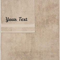 Personalized Towels, Hotel & Spa Quality, Super Soft, Highly Absorbent, Bathroom Sets, 100% Cotton Monogrammed towels 3 Piece Towel Set, Includes 1 Bath Towels, 1 Hand Towels, 1 Washcloths, Beige