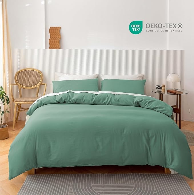 HeimenAogo Egyptian Cotton Duvet Cover Twin/Twin XL Size, Ultra Soft and Breathable Bedding Set with Zipper Closure, High Thread Count Long Staple Cotton Blanket Cover 2Pcs (68"×90") Oil Blue