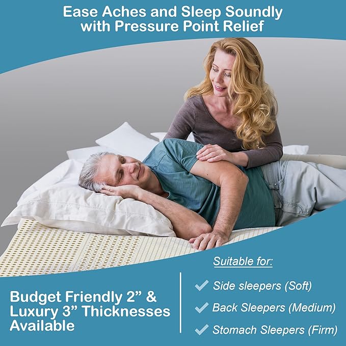 7-Zone Green Natural Organic Latex Mattress Topper Full Size - 3 inch - High Density Firm - GOLS Certified Latex Foam Bed Pad for Back Sleepers Back Pain Relief Support Durable and Breathable