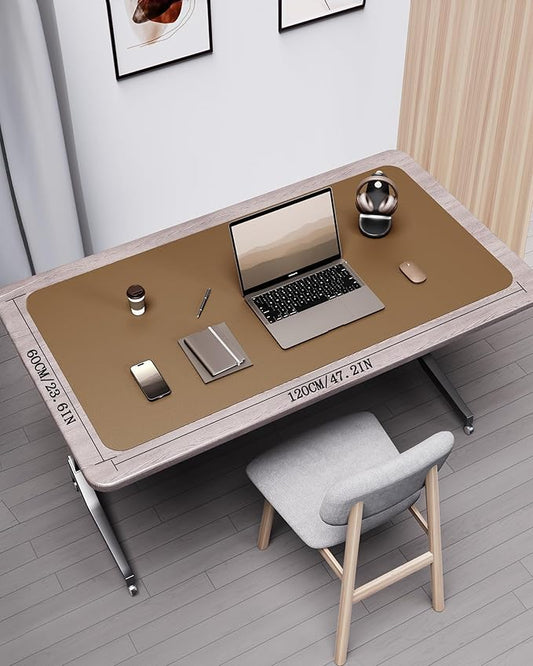 YSAGi Double-Sided Desk Mat, Eco Cork & Leather Desk Protector, Large Mouse Pad & Writing Pad for Office/Home (Khaki+Cork, 47.2" x 23.6")