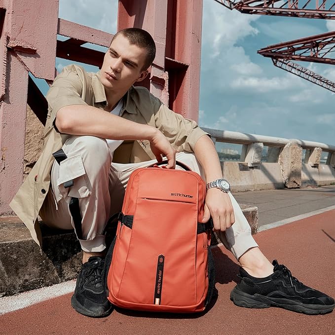 ARCTIC HUNTER AH Orange (Yellow) 15.6 In Laptop Travel Backpack for Couple Women Men, 30L Anti-Theft Compact Carry on Travel Flight Approved for Work, Commuting, and Weekend Casual Daypack