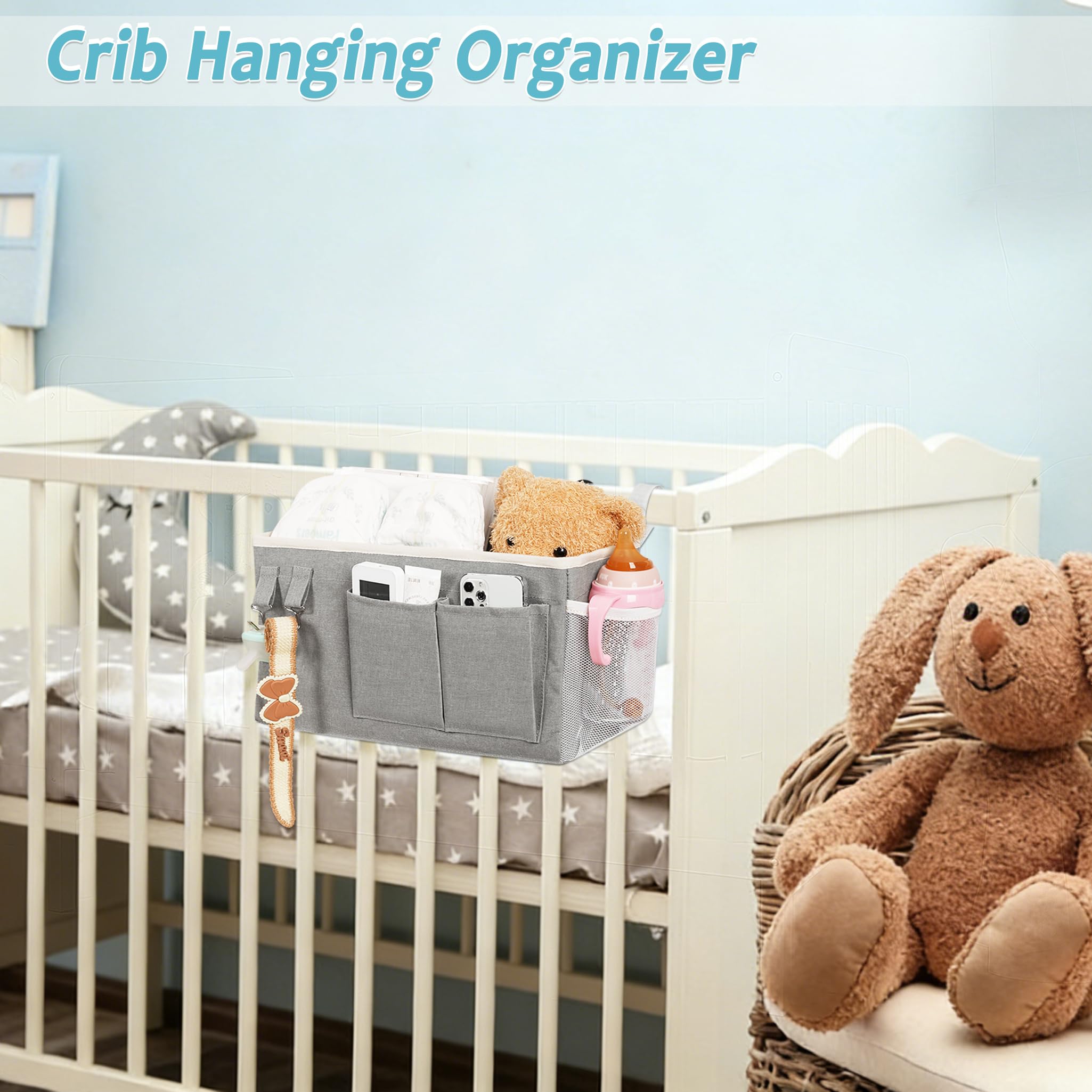 Loghot Bedside Caddy/Bedside Storage Bag Hanging Organizer for Bunk and Hospital Beds,Dorm Rooms Bed Rails,Can be Placed Glasses,Books,Mobile Phones,Keys (Light Pink) Dormly