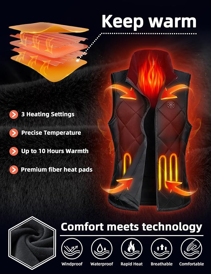 Professional Women's Heated Vest with 20000mAh Battery equipped with Flashlight