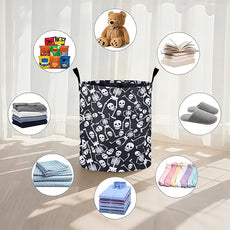 Funny Skull Laundry Basket Foldable Oxford Cloth Tote Bag Laundry Hamper Clothes Storage Bucket Organizer For Bathroom/Laundry Storage/Bedroom 19.6x15.7 Inch