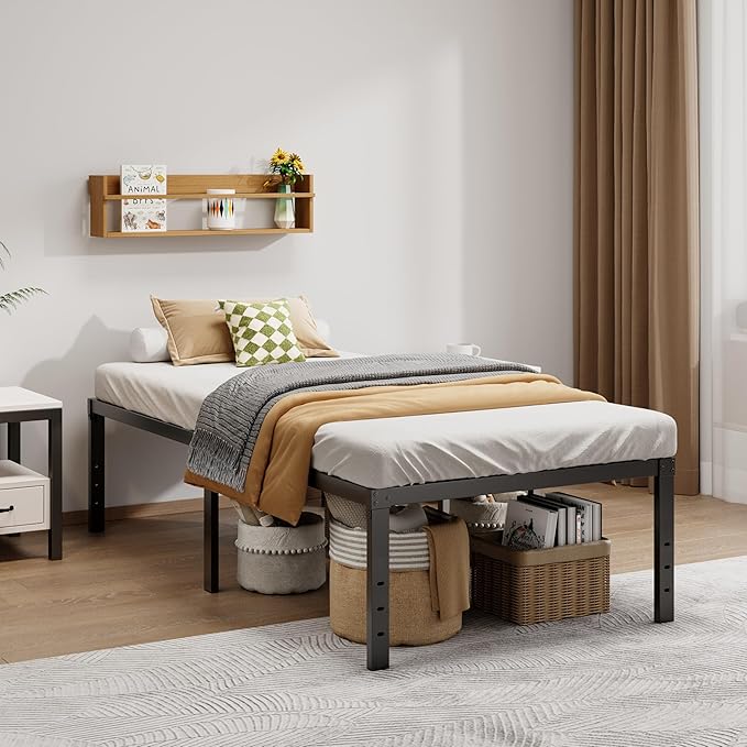 Metal Bed Frame Twin XL Size - 18 Inch Heavy-Duty Twin XL Platform Bed Frame No Box Spring Needed, Easy Assembly, Noise-Free, Sturdy Mattress Foundation, Underbed Storage Space