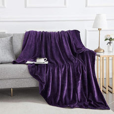 IR Imperial Rooms Fleece Blankets Queen Size 90 x 90 Inches - Super Soft Fluffy Purple Throw Blanket for Sofa and Bed - Warm and Cozy Lightweight 400 GSM Microfiber Bed Throws Blankets