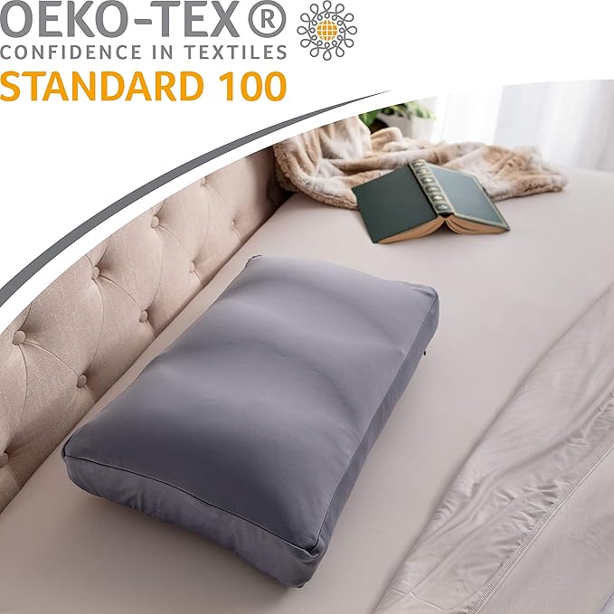 Cover Only for Premium Microbead Bed Pillow, Medium Extra Smooth - Ultra Comfortable Sleep with Silk Like Anti Aging Cover 85% Spandex/ 15% Nylon Breathable, Cooling Dark Grey