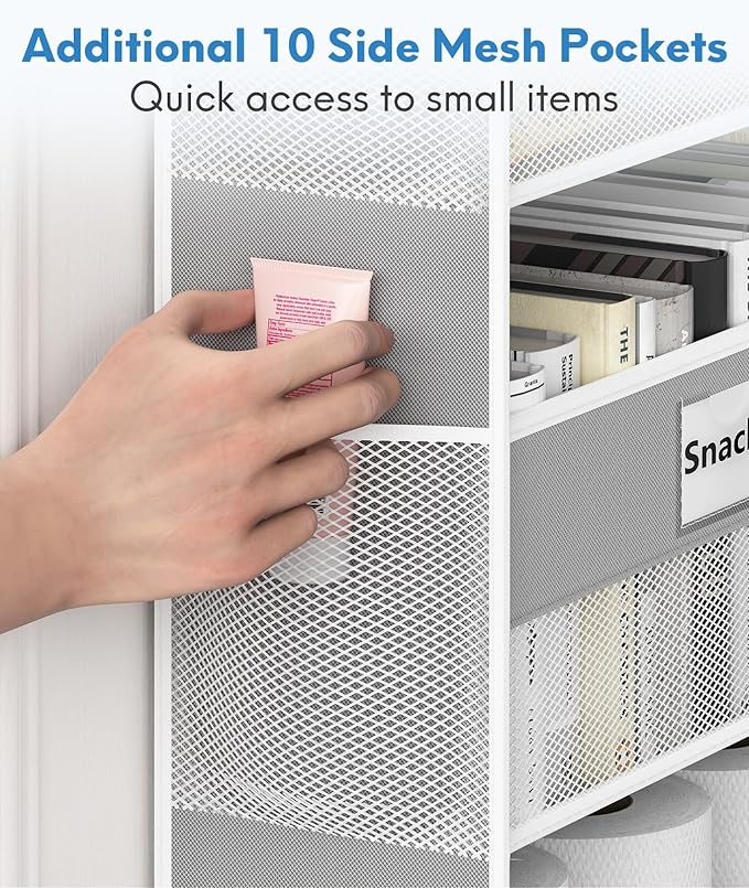 Over The Door Organizer Hanging, 2 Pack 5 Shelf Behind The Doors Storage, Pantry Door Organizer, Closet Organizers for Bedroom and Nursery (Grey)