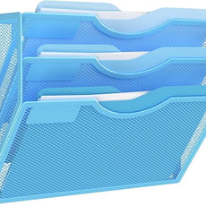 Kuntine.B Wall File Organizer (Blue, 3 Tier)