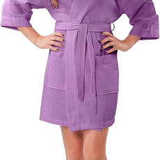Turquaz Lightweight Short Robes For Women Waffle Kimono Bathrobe - Soft, Fast-Drying, Long-Lasting Cotton Blend