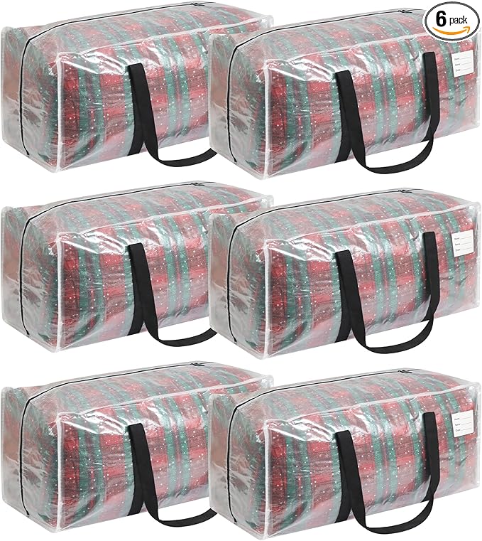 6 Pack Extra Heavy Duty Large Moving Bags with Comfortable Handle & Strong Zipper,Storage Totes for Space Saving Moving Storage College Supplies Alternative to Moving Box,Clear