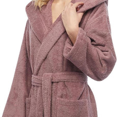 Arus Women's Hooded Classic Bathrobe Turkish Cotton Robe with Full Length Options