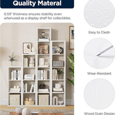 5 Cube Storage Organizer Single Row, Cube Shelf with Heavy-Duty Thick Boards, 13.31