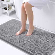 OLANLY Bathroom Rugs 40x24, Extra Soft Absorbent Chenille Bath Rugs, Rubber Backing Quick Dry, Machine Washable Bath Mats for Bathroom Floor, Tub and Shower, Home Decor Accessories, Grey