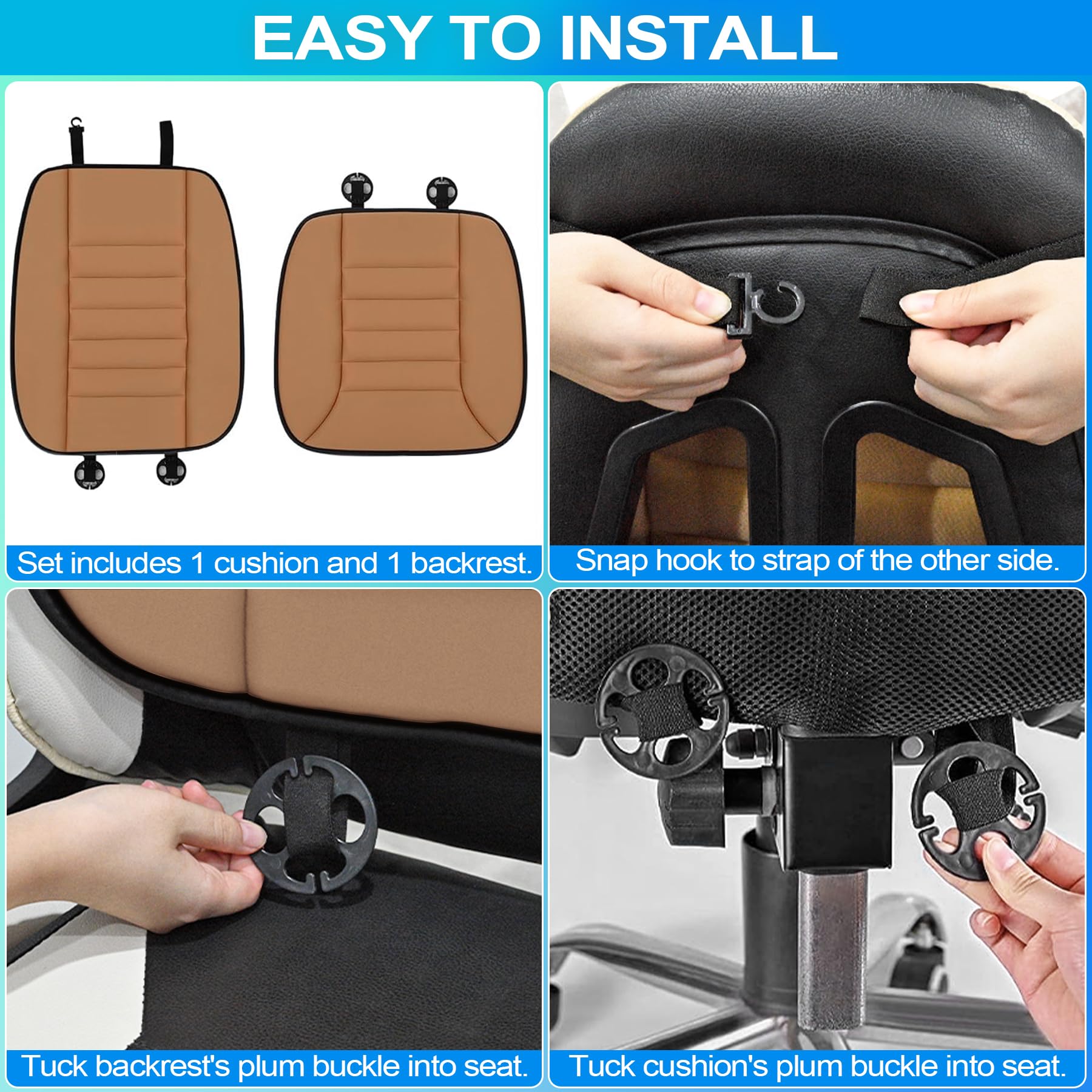 MYFAMIREA Truck Seat Cushion, Memory Foam Trucker Seat Cushion for Truck Driver Long Sitting with Adjustable Strap, Back Support and Pain Relief for Trucker Driving Car Office Chair and Pain Dormly