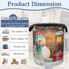 Christmas Laundry Basket,Oxford Cloth Snowman Laundry Hamper With Handle Foldable Portable Clothes Storage Basket for Laundry Room/Bedroom/Bathroom 20.8