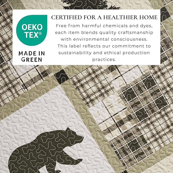 Great Bay Home Lodge Bedspread King Size Quilt with 2 Shams. Cabin 3-Piece Reversible All Season Quilt Set. Rustic Quilt Coverlet Bed Set. Stonehurst Collection.
