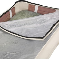 Household Essentials Cedarline Under Bed Storage Bag, Heavy-Duty Cotton Canvas, Textured PEVA Top with Durable 3-Sided Zipper, Front Handles, Foldable, Space-Saving, Natural