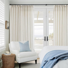 Pinch Pleated Linen 90 Inch Curtains 100 Inch Width for Living Room Divider Light Filtering Semi Sheer Cream Extra Wide Patio Curtains for Sliding Door Balcony Floor to Ceiling Picture Window 100x90