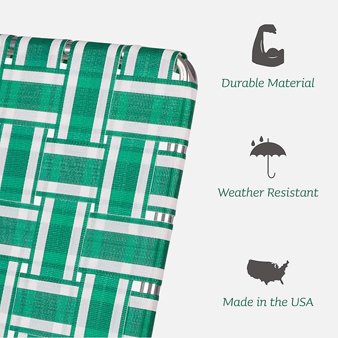 Lawn Chair USA Folding Aluminum Outdoor Patio Lawn Chair | Heavy-Duty Webbed Chairs for Camping, Sports, Beach, Yard & Tailgating | Lightweight Portable | Magnum - Tan Stripe