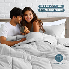 Bare Home Comforter Set - Oversized Queen Size - Ultra-Soft - Goose Down Alternative - Premium 1800 Series - All Season Warmth (Oversized Queen, Cloud Grey)