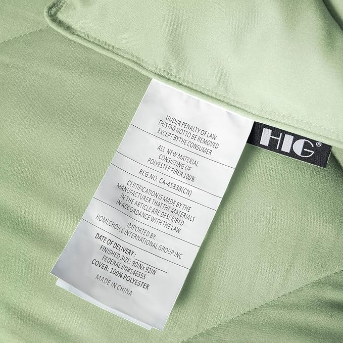 HIG 3pc Sage Green Queen Size Comforter Set-All Season Reversible Down Alternative Comforter with Two Shams -Quilted Duvet Insert with Corner Tabs - Diamond Stitched Blanket - Breathable, Soft, Fluffy