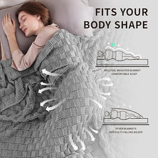 Knitted Weighted Blanket for Adult, No Beads Heavy Blanket 60” x 80'' 10lbs, Breathable Chunky Knit Blanket, Cooling Weighted Blanket for Hot Sleepers, Christmas Home Decor (Light Grey)