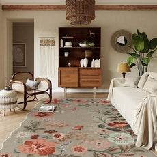 Lahome Floral Washable Rugs for Living Room, 5x7 Area Rugs Soft Non-Slip Stain Resistant Boho Low-Pile Throw Large Carpet for ‎Bedroom Dining Room Office, Brown