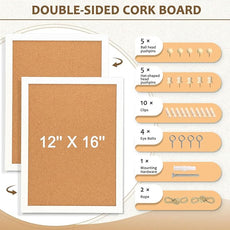 Double-Sided Cork Board for Wall, 16