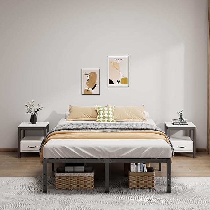 Metal Bed Frame Full Size - 16 Inch Heavy-Duty Full Platform Bed Frame No Box Spring Needed, Easy Assembly, Noise-Free, Sturdy Mattress Foundation, Underbed Storage Space