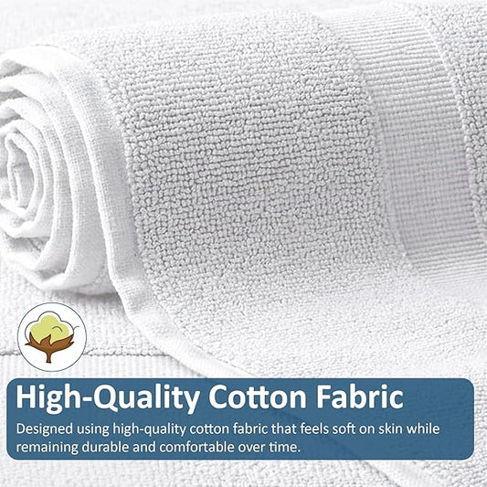 Rajlinen Cotton Bath Mat 2 Pack 23x36-100% Cotton 500 GSM Highly Absorbent Hotel Spa Bathroom Floor Mats, Aesthetic White Bath Mat Towels, Machine Washable Shower/Bathtub Rugs