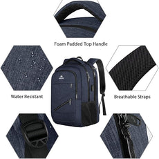 MATEIN 17 Inch Laptop Backpack, Large Work Backpack Travel Carry On TSA Approved with Trolley Sleeve, College Computer Bag with USB Charging Port, Water Resistant Commute Daypack for Men, Dark Blue