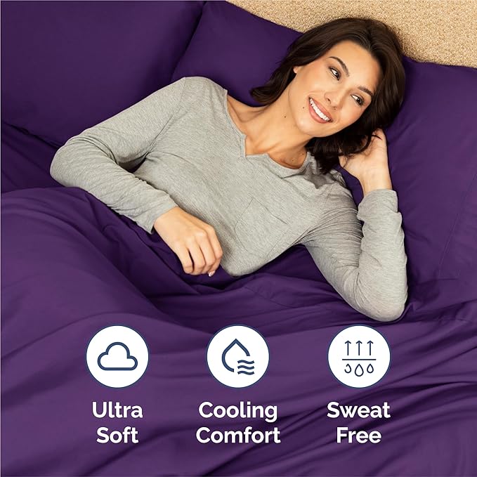 Twin 4 Piece Sheet Set - Cooling & Breathable Bed Sheets - Hotel Luxury Bed Sheets for Women, Men, Kids & Teens - Comfy Bedding w/Deep Pockets & Easy Fit - Soft & Wrinkle Free - Twin Purple Sheets