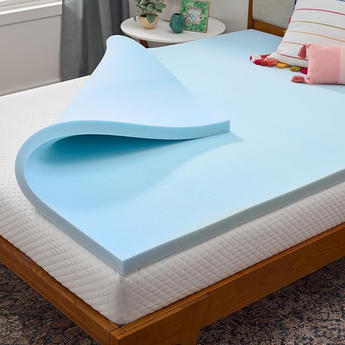 Linenspa 2 Inch Gel Swirl Memory Foam Mattress Topper – Cooling Gel Infused – Pressure Relieving Bed Topper - Mattress Pad – CertiPUR Certified - Twin XL Size