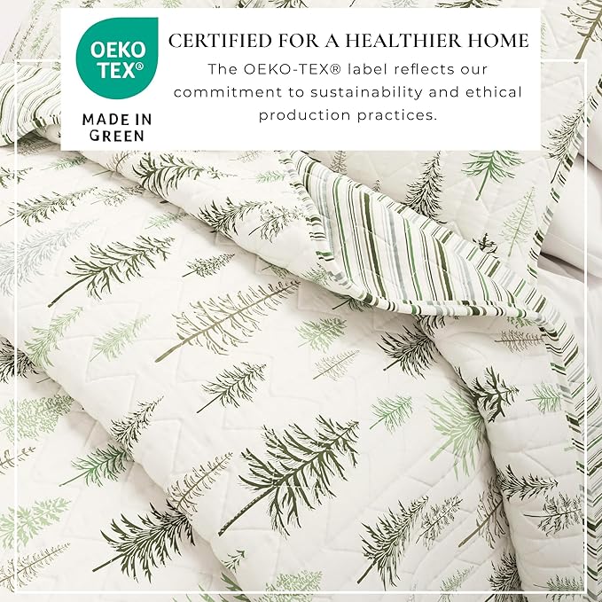 Great Bay Home 3-Piece Reversible Forest Cabin Bedspread Queen Quilt. All-Season, Comfortable, Soft Quilt Set - Truckee
