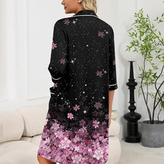 Ekouaer Zipper Robes for Women 3/4 Sleeve Housecoats Knee Length Bathrobe Lightweight Nightgown with Pockets S-3XL