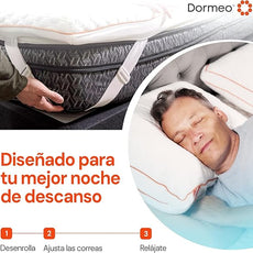 Dormeo Premium Full Size Cooling Mattress Topper - 3-Zone OctaspringⓇ Technology for Optimal Back Support, Anti-Slip Bottom