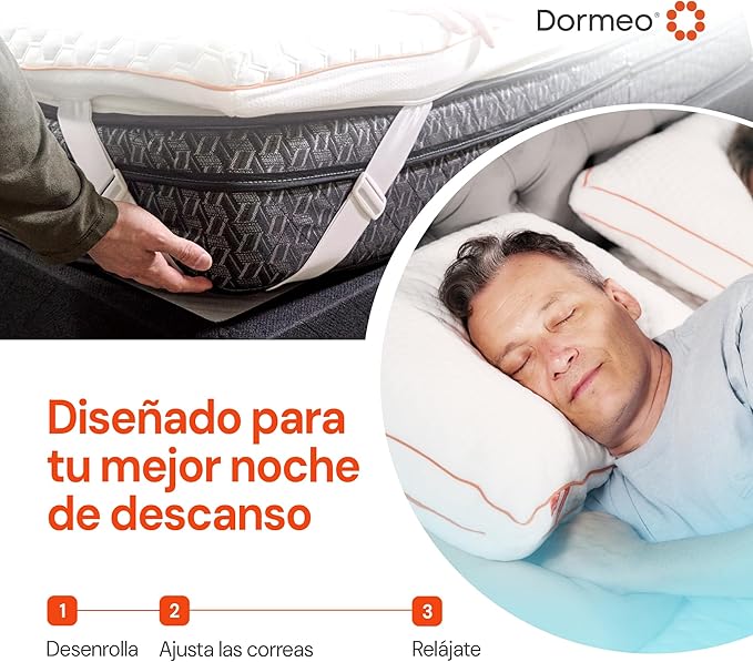 Dormeo Premium Full Size Cooling Mattress Topper - 3-Zone OctaspringⓇ Technology for Optimal Back Support, Anti-Slip Bottom