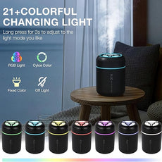 Portable Mini Humidifier, 300ml USB Cool Mist Small Humidifier with Colorful Lights. Perfect for Bedroom, Office, Plants, travel & Car (Black)