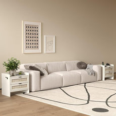 Rattan Nightstand, Bedside Table with Type-C Charging Station - 2 Storage Drawer Space, Boho End Table Side Table for Bedroom Office, Large Night Stand with Charging Port