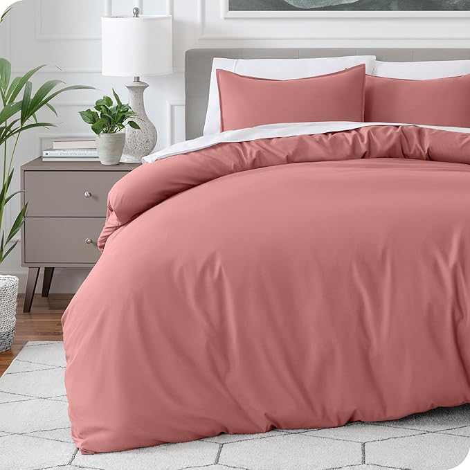 Bare Home Bedding Duvet Cover California King Size - Premium 1800 Super Soft Collection - Lightweight, Cooling - Soft Breathable Bedding Duvet Cover (Cal King, Dusty Rose)