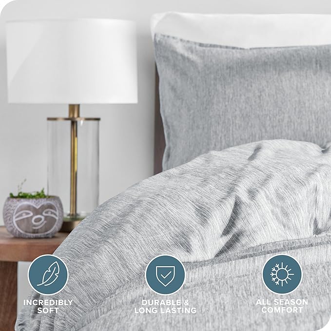 Bare Home Bedding Duvet Cover Extra Long - Premium 1800 Super Soft Collection - Lightweight, Duvet Cover - Soft Textured (Twin/Twin XL, Heathered Pewter)