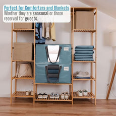 VENO 4 Pack Moving Bags, Christmas Storage Bins, Moving Boxes Alternative, Comforter and Blanket Storage Bags, College Dorm Packing Supplies, Foldable Heavy-Duty Tote (Shiny Light Blue, 4 Pack)