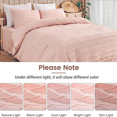 NEXHOME PRO Duvet Cover Queen Size, Pink 3 Pieces Boho Tufted Duvet Cover Set, Soft and Lightweight Microfiber Comforter Cover Set for All Season (Pink Queen, 90 x 90)-No Comforter