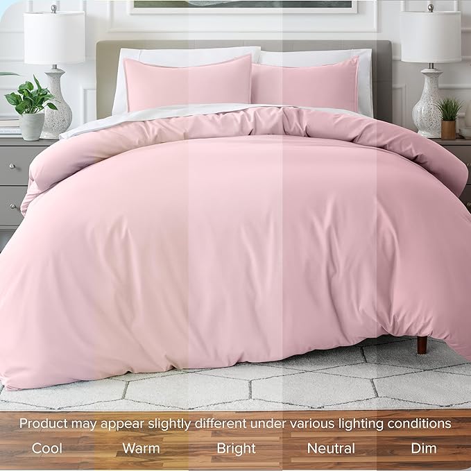 Bare Home Bedding Duvet Cover Extra Long Size - Premium 1800 Super Soft Collection - Lightweight, Cooling - Soft Breathable Bedding Duvet Cover (Twin/Twin XL, Dusty Pink)