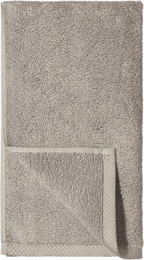 Amazon basics 100% cotton Lightweight quick-dry hand towel, 8-pack, Platinum, 28" x 16"