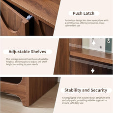 Sideboard Buffet Cabinet with Storage Set of 2, 63” Mid Century Modern Storage Cabinet with Adjustable Shelf and 4 Doors for Dining Room, Living Room,Entry