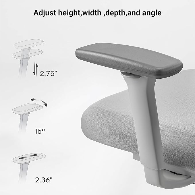EUREKA ERGONOMIC OC75 Mesh Office Chair, Ergonomic Office Chair with Lumbar Support, Home Office Desk Chairs with 3D Armrests and Headrest, Computer Desk Chair, Grey